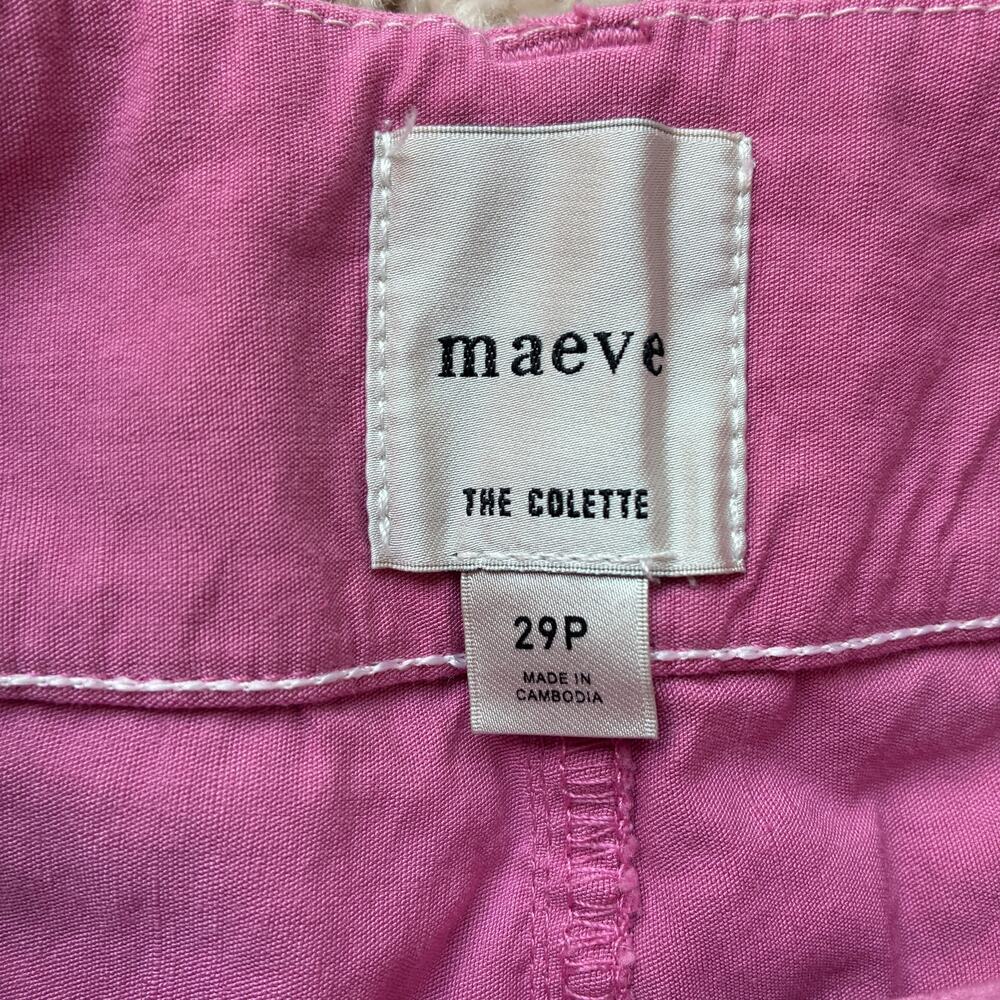 Maeve Colette Pink Heart Pocket Crop Ankle High Waisted Wide-Leg Pants Size 29P - Picture 5 of 12